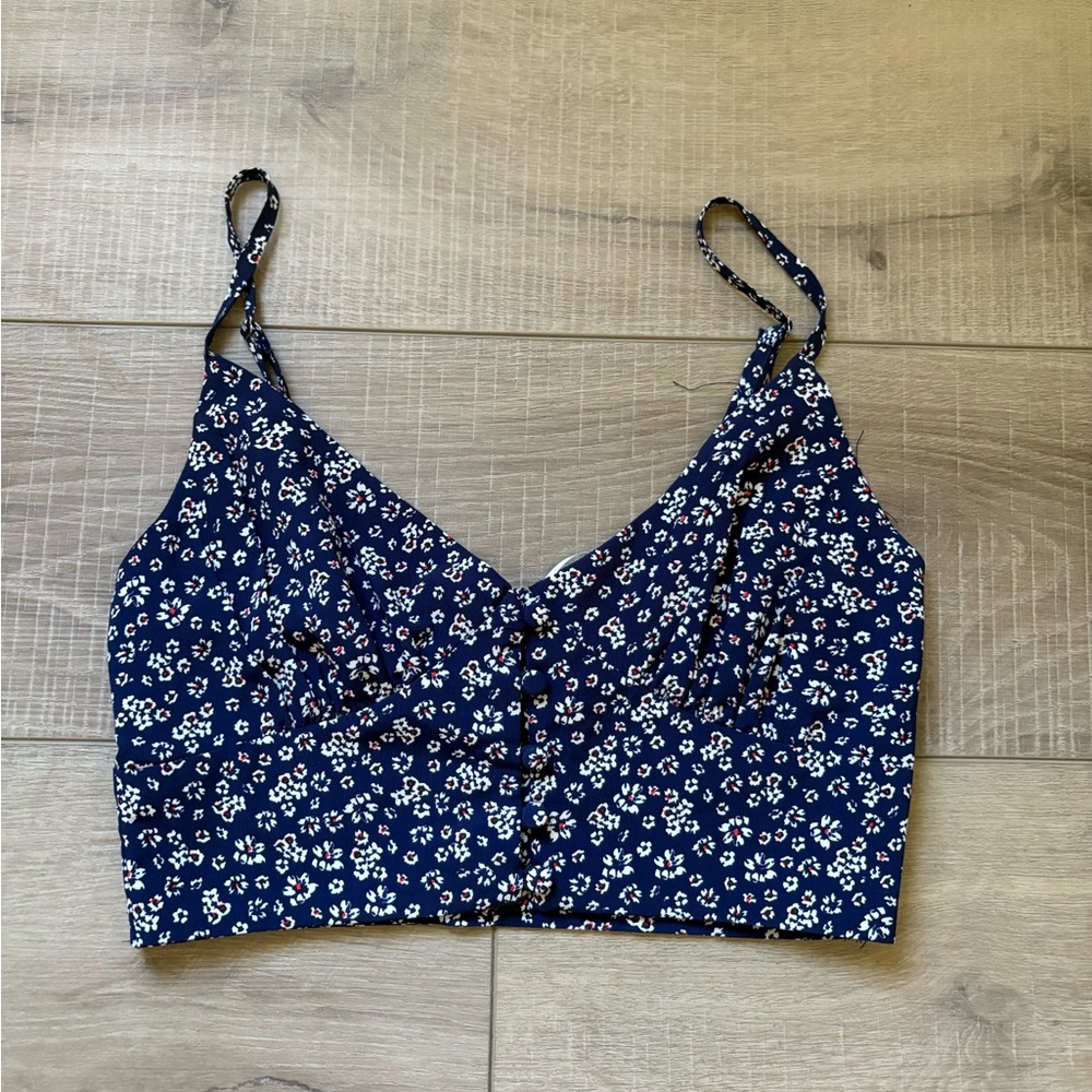 Princess Polly Navy Floral Crop Top